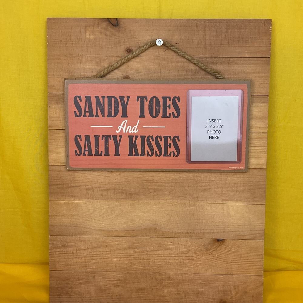 Sandy Toes Salty Kisses Wooden Sign Photo Frame Coastal Beach House Decor